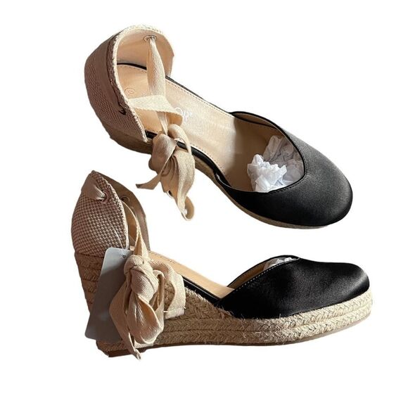 Samilor Wedge Sandals for Women Closed Toe Lace Up Espadrille - Picture 6 of 7